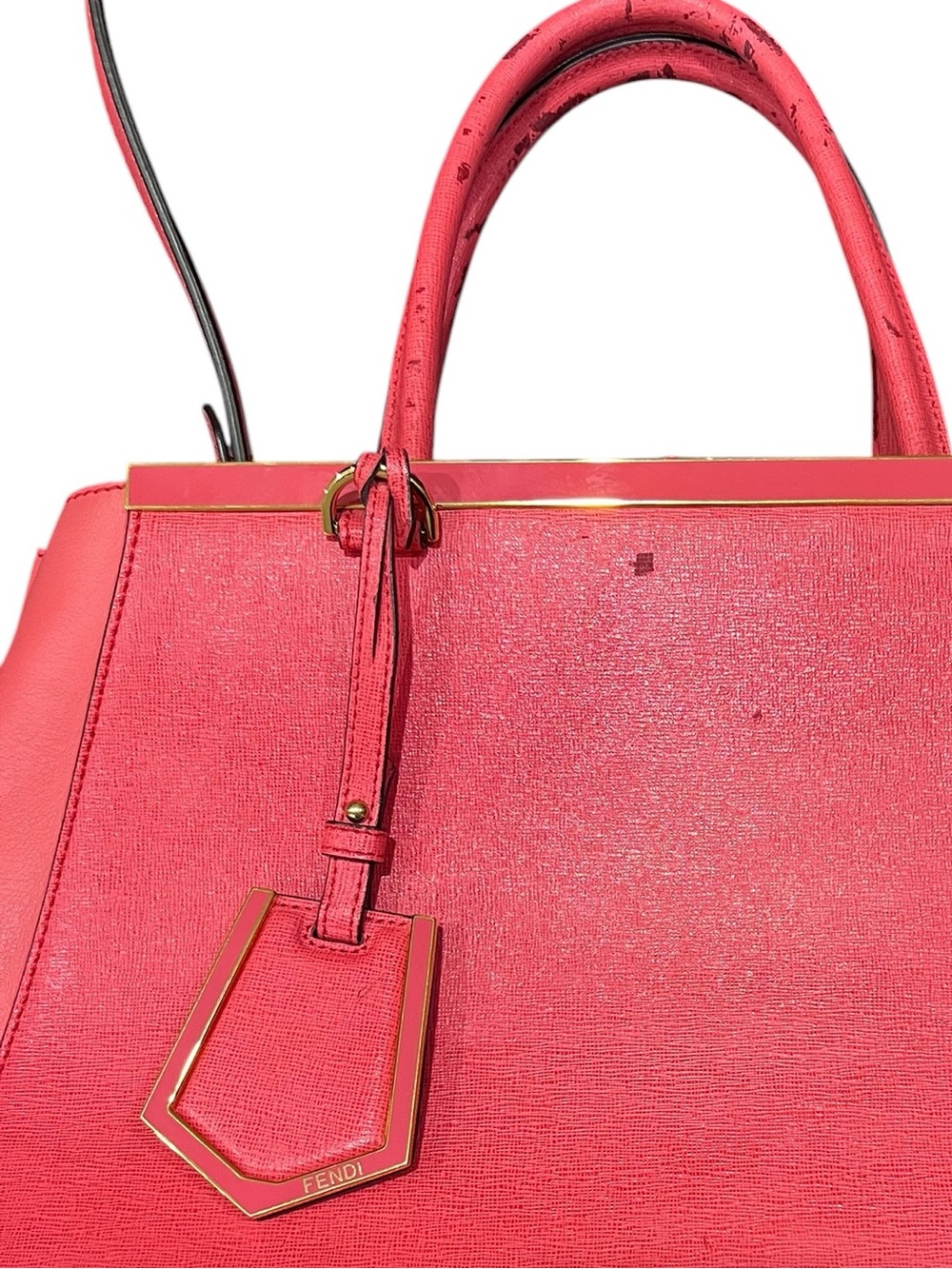 Fendi 2Jours Tote Satchel Bag Womens Medium Flamingo Pink w/ Shoulder Strap Tag - Picture 5 of 13